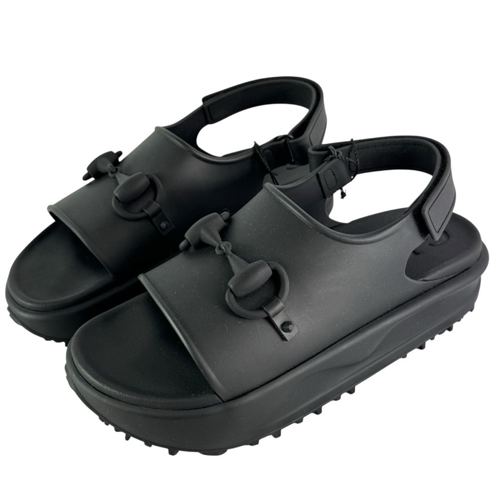 GUCCI 747752 Black Soft Rubber Horsebit Men's Sandals 10 - 10.5US - Picture 3 of 9